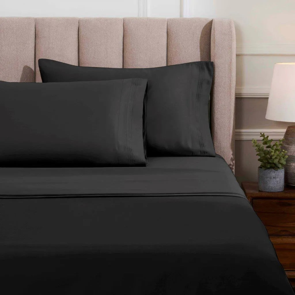 Egyptian Cotton Sateen Sheet Set 1500 Thread Count Black - Egyptian Cotton Sheet Set by Superior Brand