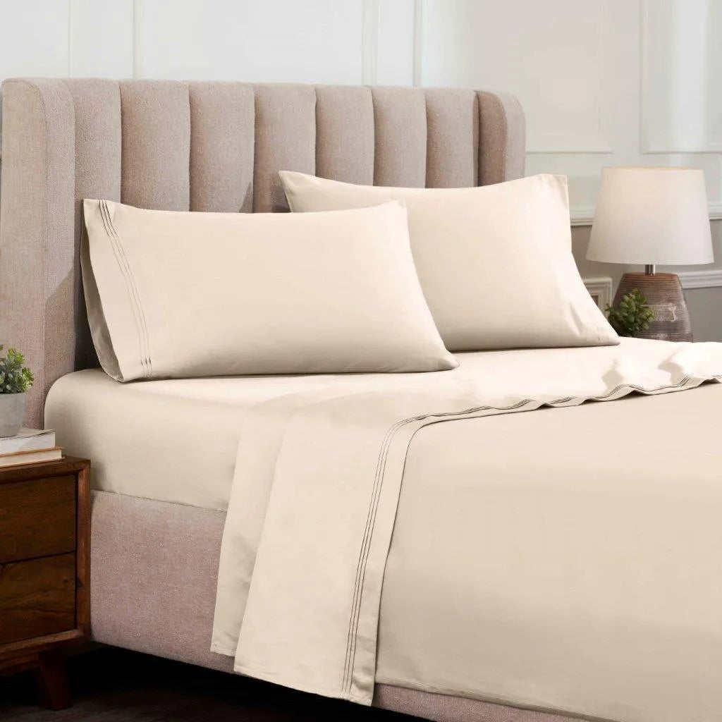 Egyptian Cotton Sateen Sheet Set 1500 Thread Count Ivory - Egyptian Cotton Sheet Set by Superior Brand
