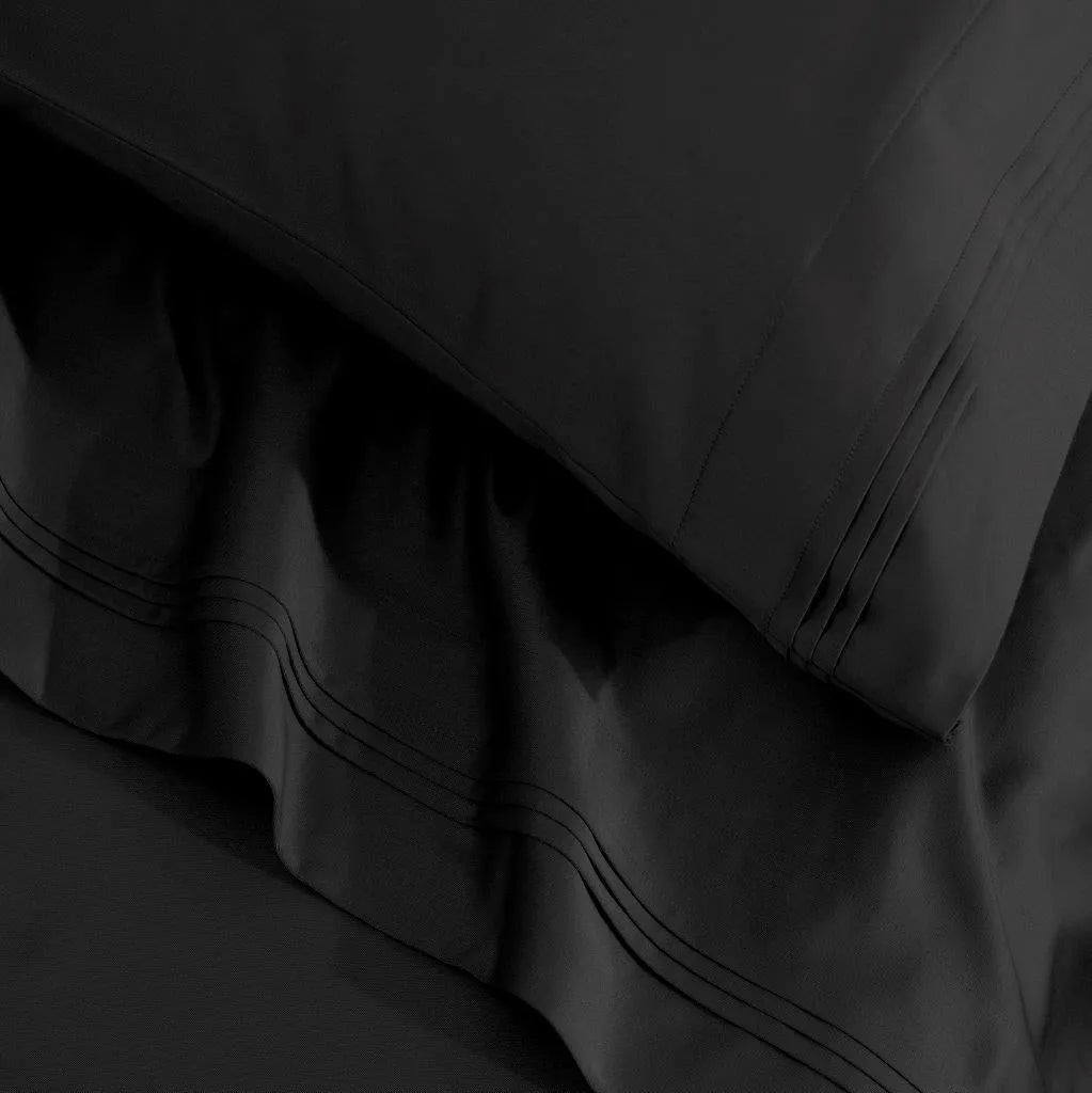 Egyptian Cotton Sateen Sheet Set 1500 Thread Count Black - Egyptian Cotton Sheet Set by Superior Brand