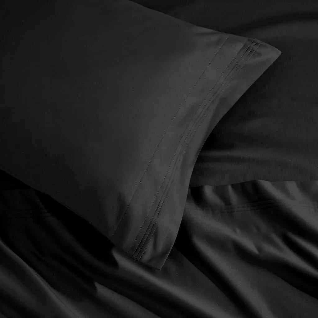 Egyptian Cotton Sateen Sheet Set 1500 Thread Count Black - Egyptian Cotton Sheet Set by Superior Brand