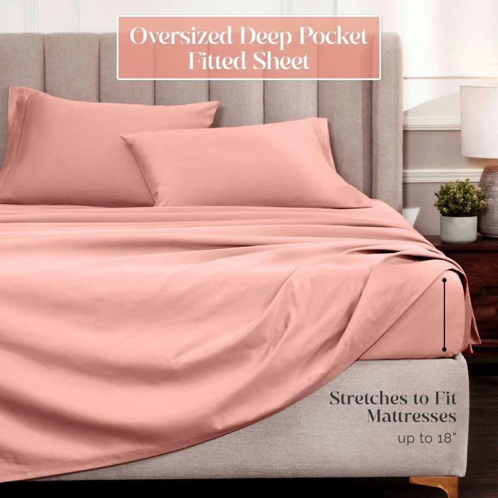 Egyptian Cotton Sateen Sheet Set 1500 Thread Count Dusted Rose - Egyptian Cotton Sheet Set by Superior Brand