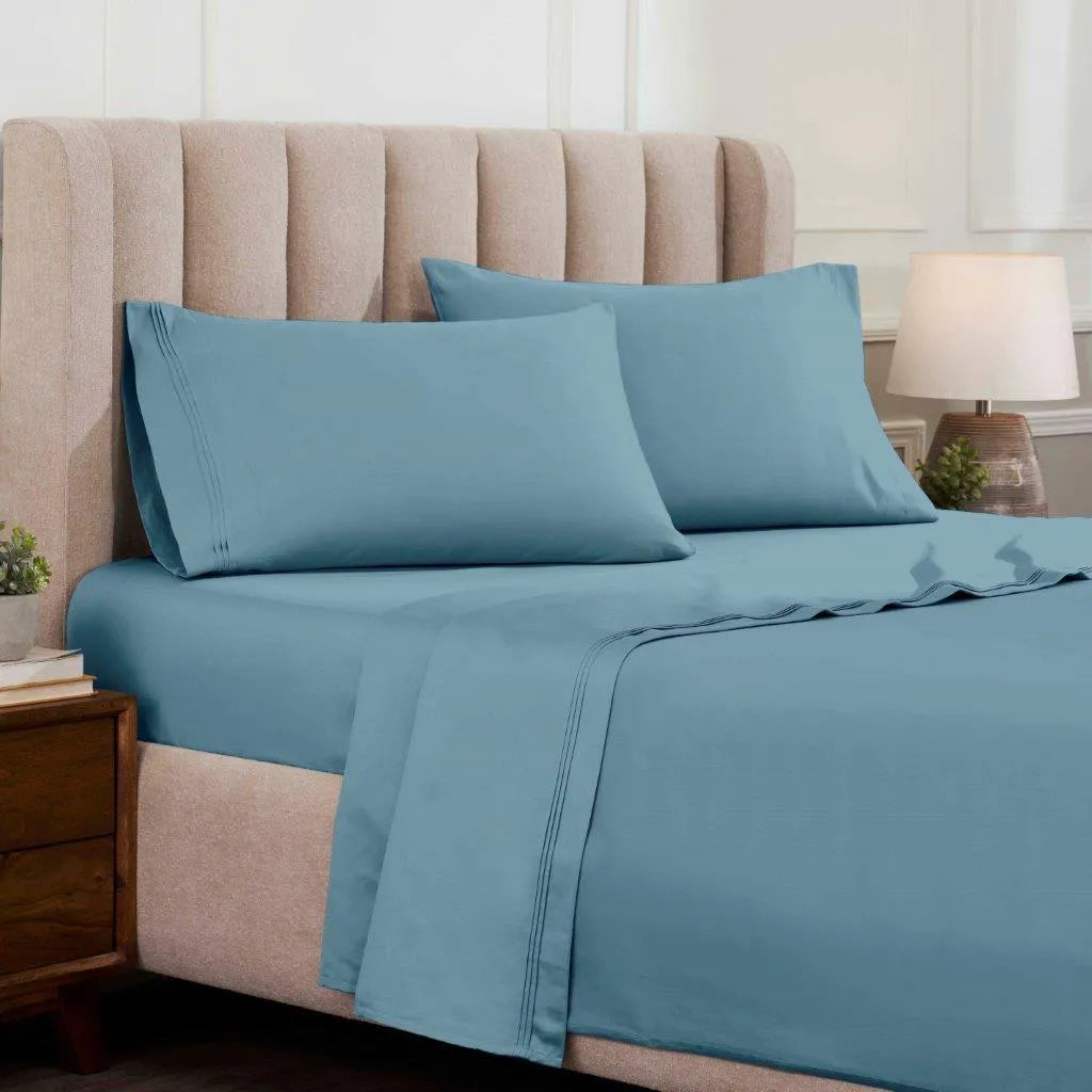 Egyptian Cotton Sateen Sheet Set 1500 Thread Count Medium Blue - Egyptian Cotton Sheet Set by Superior Brand
