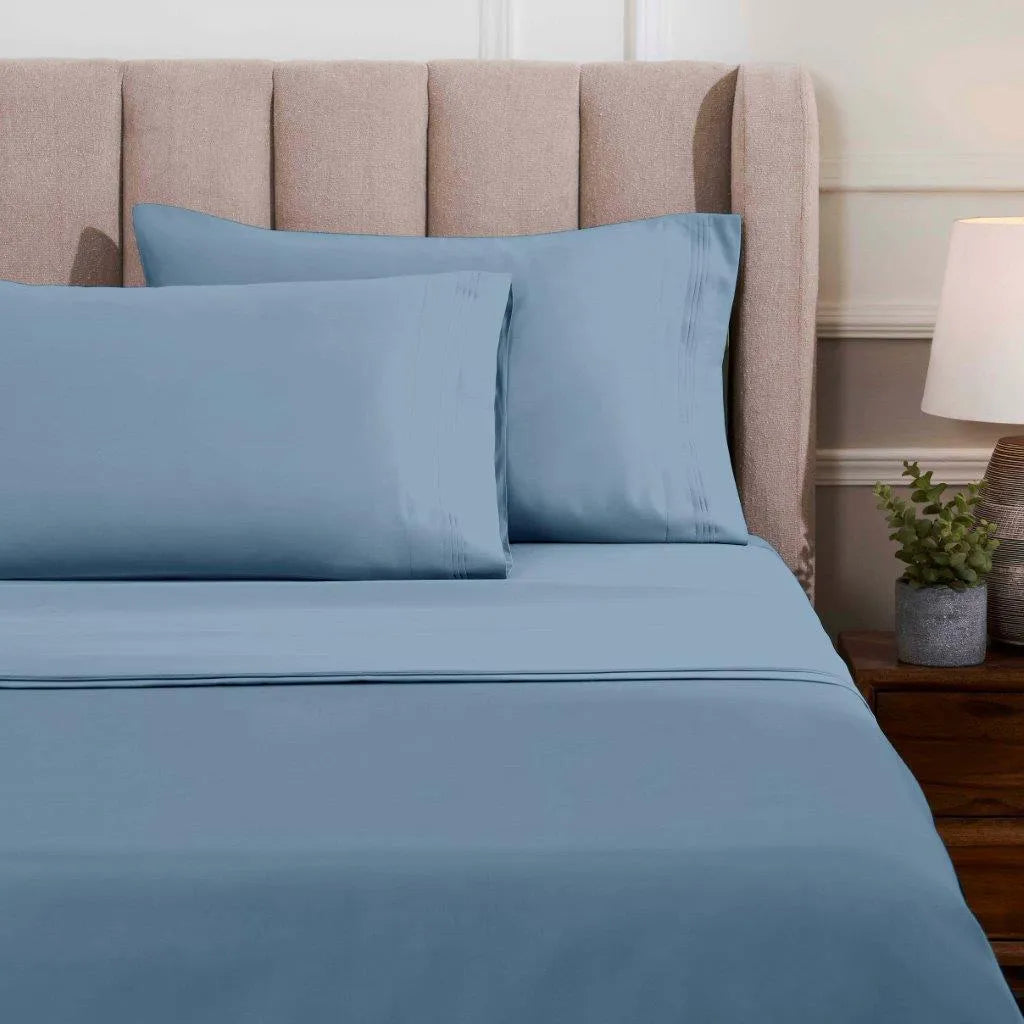 Egyptian Cotton Sateen Sheet Set 1500 Thread Count Medium Blue - Egyptian Cotton Sheet Set by Superior Brand
