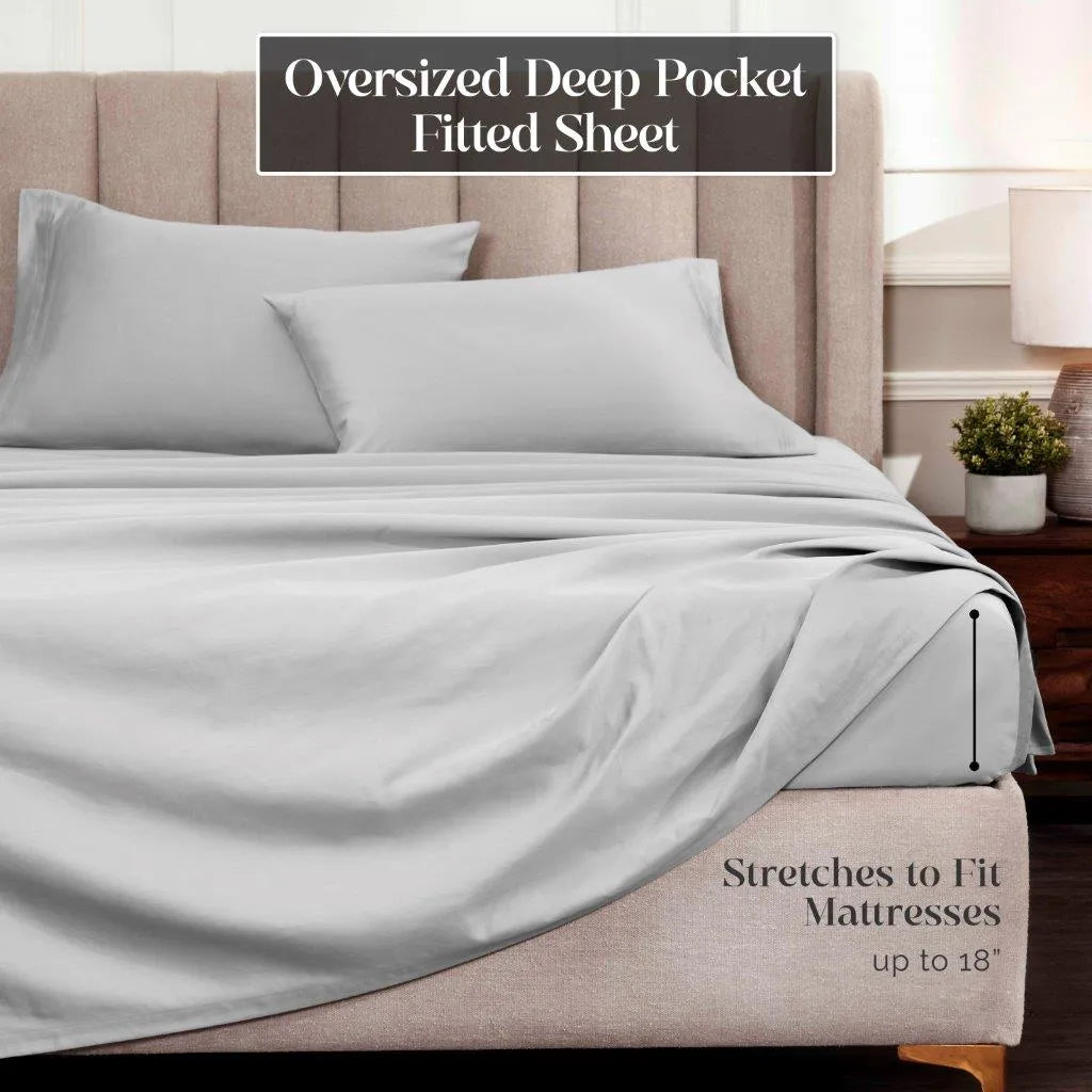 Egyptian Cotton Sateen Sheet Set 1500 Thread Count Platinum - Egyptian Cotton Sheet Set by Superior Brand