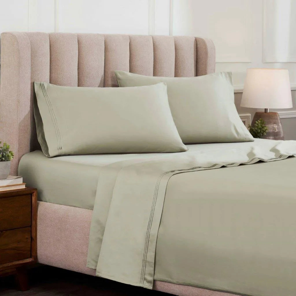 Egyptian Cotton Sateen Sheet Set 1500 Thread Count Sage - Egyptian Cotton Sheet Set by Superior Brand