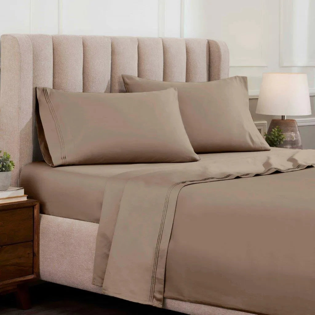 Egyptian Cotton Sateen Sheet Set 1500 Thread Count Taupe - Egyptian Cotton Sheet Set by Superior Brand
