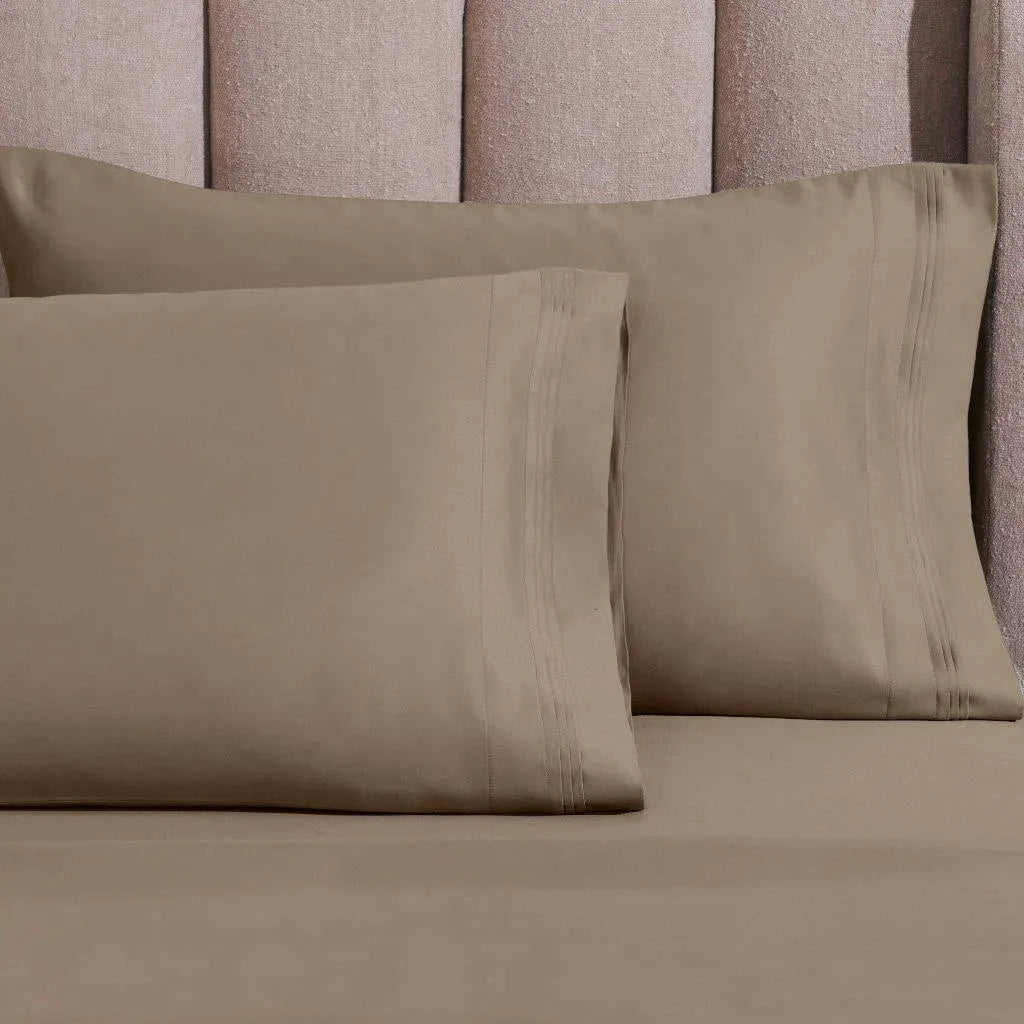 Egyptian Cotton Sateen Sheet Set 1500 Thread Count Taupe - Egyptian Cotton Sheet Set by Superior Brand