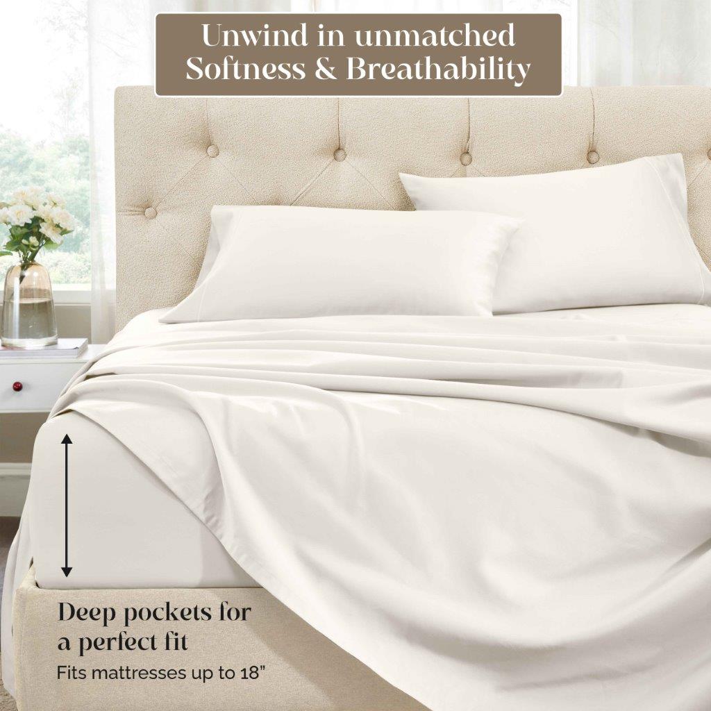 Egyptian Cotton Sateen Embroidered Sheet Set 1500 Thread Count - Egyptian Cotton Sheet Set by Superior Brand
