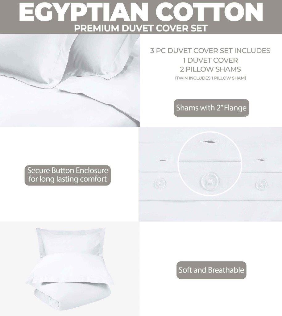 Egyptian Cotton 300 Thread Count Solid Luxury Duvet Cover Set - Egyptian Cotton Duvet Cover Set by Superior Brand
