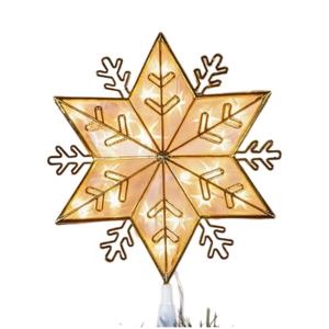 Lighted Snowflake 10" Tree Topper - Gold