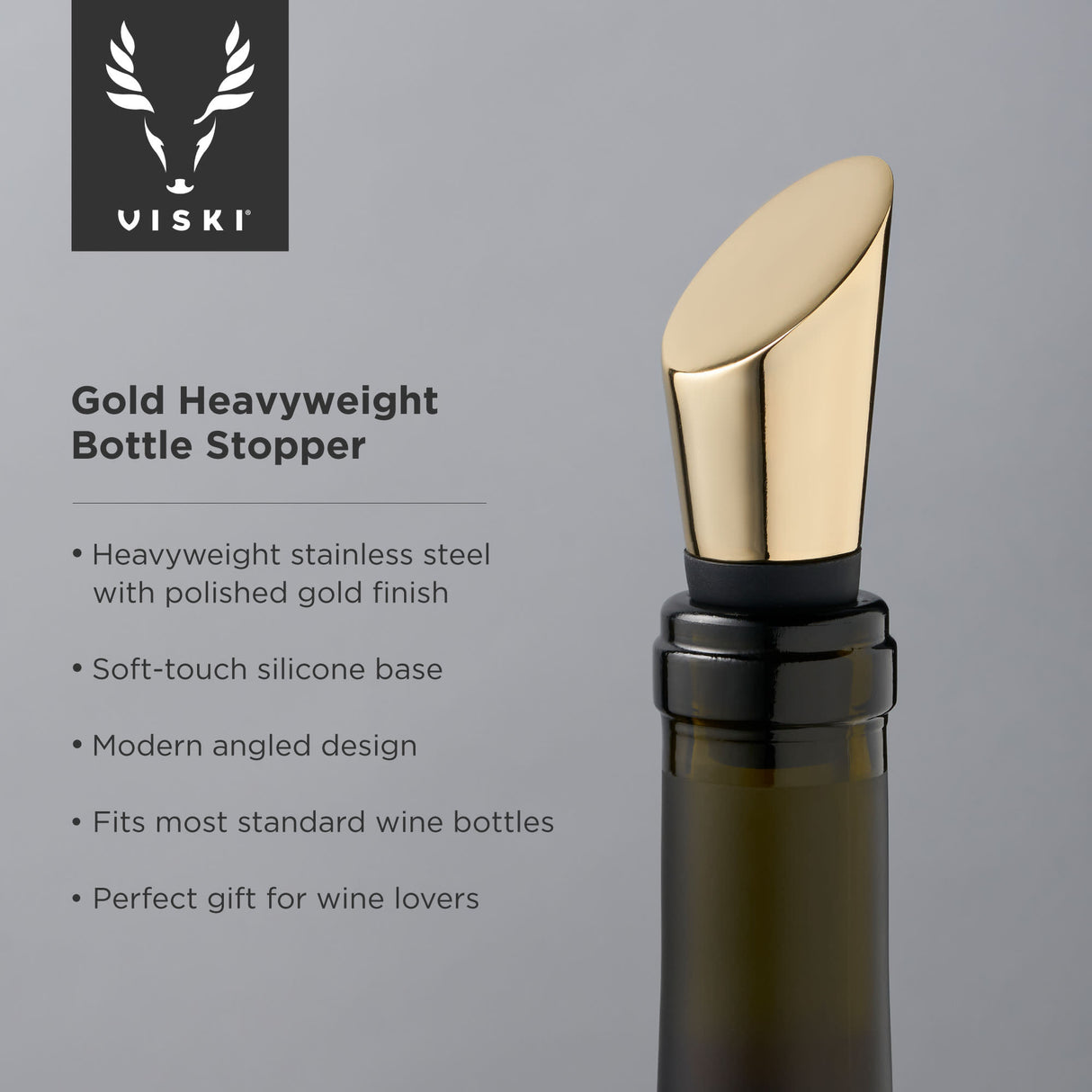 Gold heavyweight bottle stopper by viski®