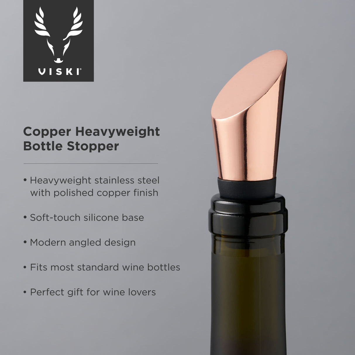 Summit heavyweight bottle stopper in copper viski®