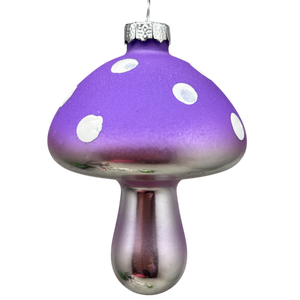Purple  Glow-In-The-Dark Glass Mushroom Ornament