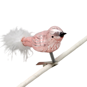 Glass and Enamel Clip on Bird Ornament Set - Pink and Red