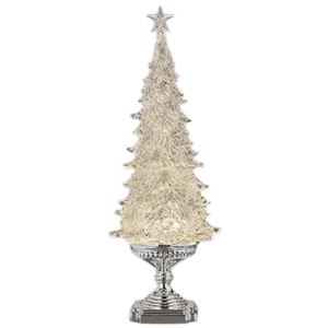 Silver Lighted Glitter Swirl Tree – 20 Inch