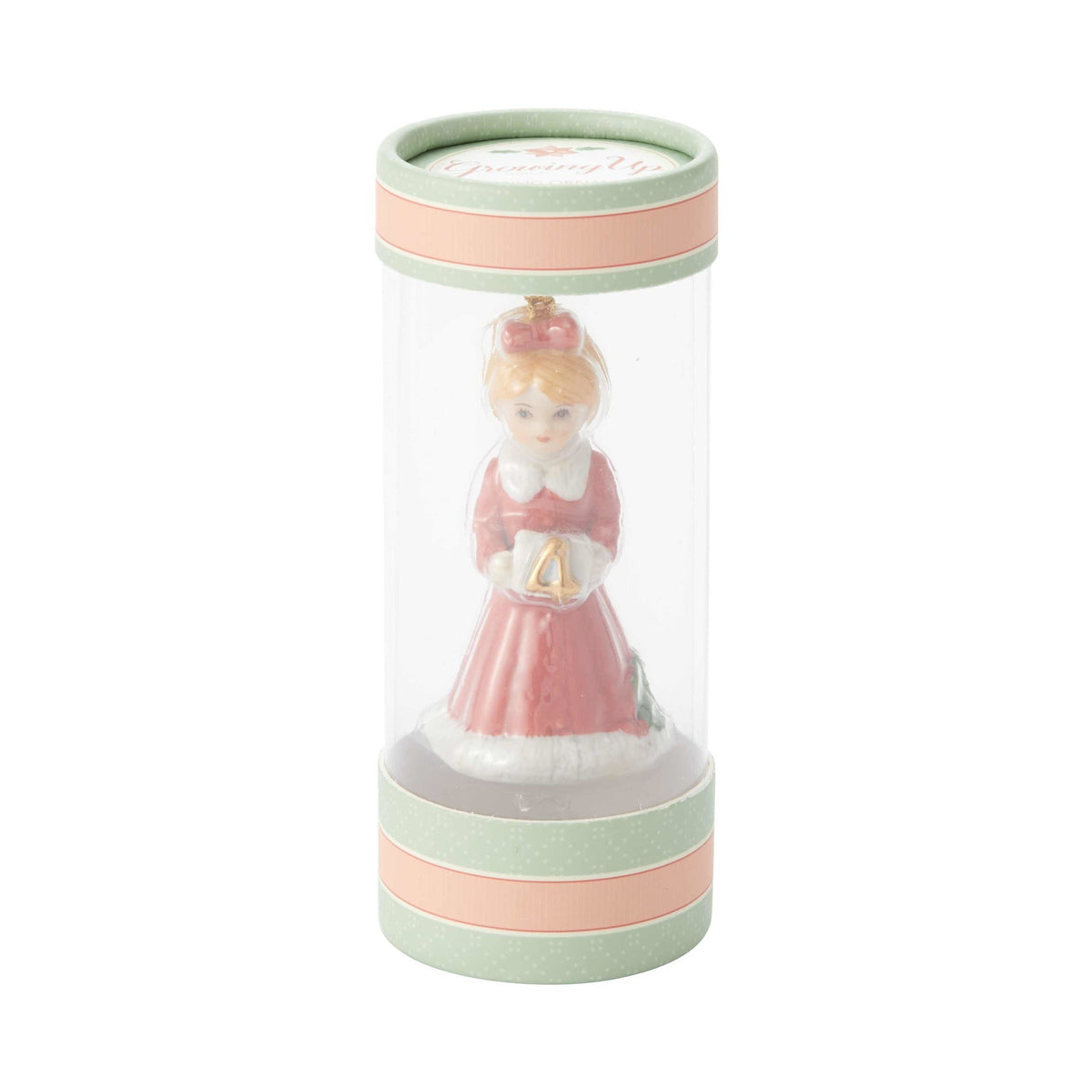 Growing Up Girl Ornament - Brunette Age 4