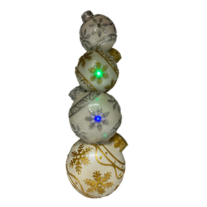 Lighted Silver and Gold Ornament Stack - 15 Inch