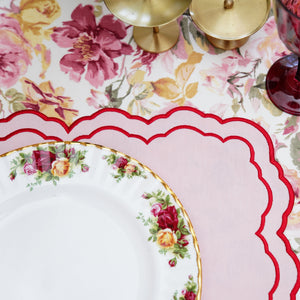 ELARA PINK RECTANGLE FABRIC PLACEMAT & NAPKIN SET (Set Of 4)