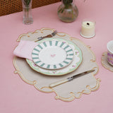 Celestia Beige Oval Faux Leather Placemat & Coaster Set