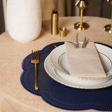 Nurture Navy Blue Round Faux Leather Placemats