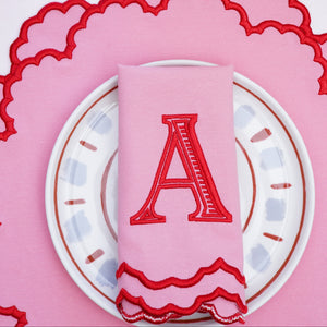 CRESSIDA PINK ROUND FABRIC PLACEMAT & NAPKIN SET