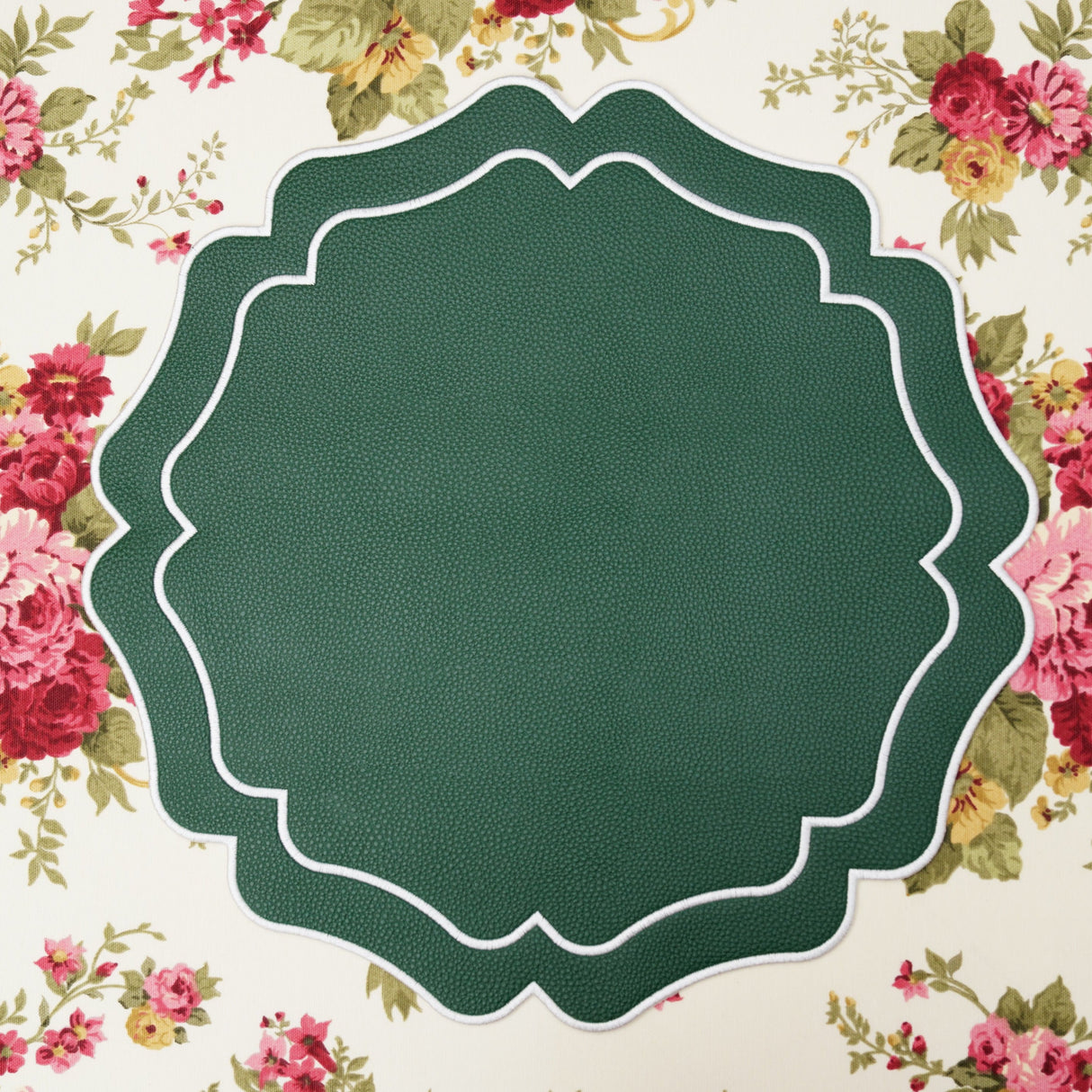 Vista Green Wavy Faux Leather Placemats