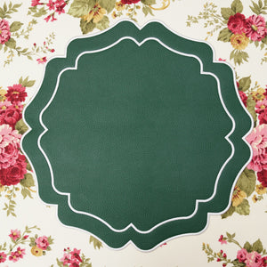 Vista Green Wavy Faux Leather Placemats