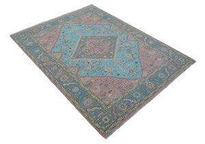 Eliane Custom Made Traditional Style Pink And Blue Hand Knotted Wool Area Rug