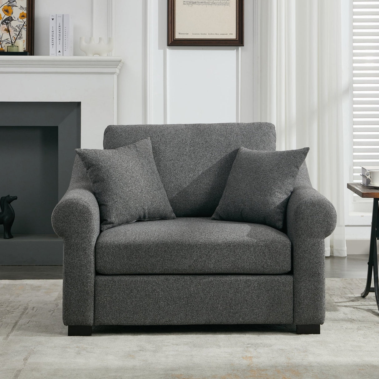 Elicited Upholstered Arm Chair with Wide Armrests and Removable Cushion - Accent Chairs