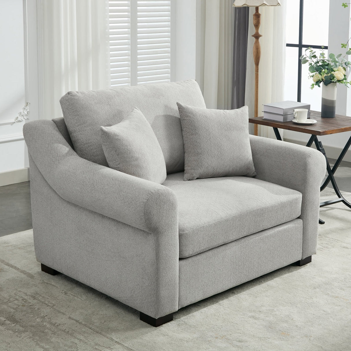 Elicited Upholstered Arm Chair with Wide Armrests and Removable Cushion - Accent Chairs