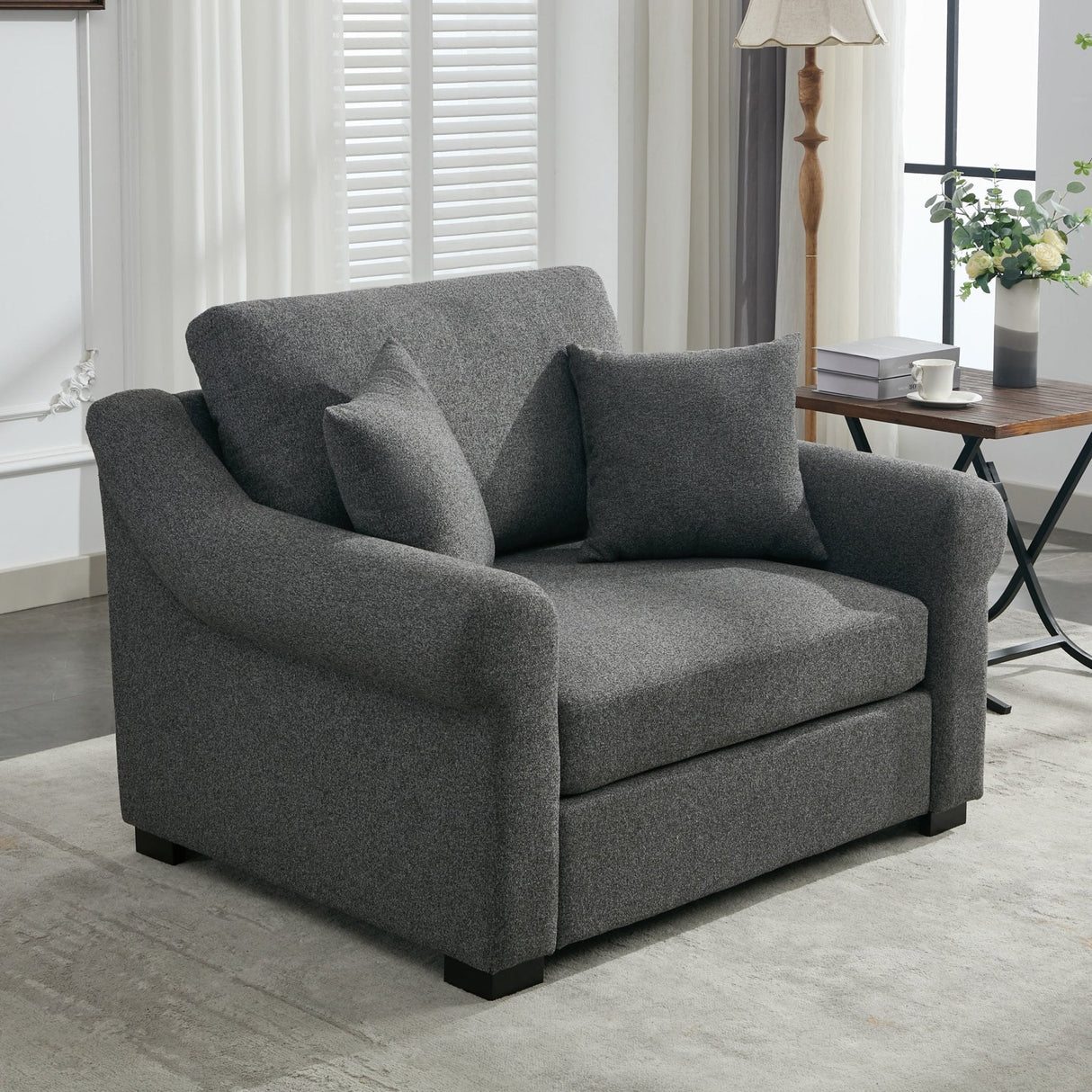 Elicited Upholstered Arm Chair with Wide Armrests and Removable Cushion - Accent Chairs