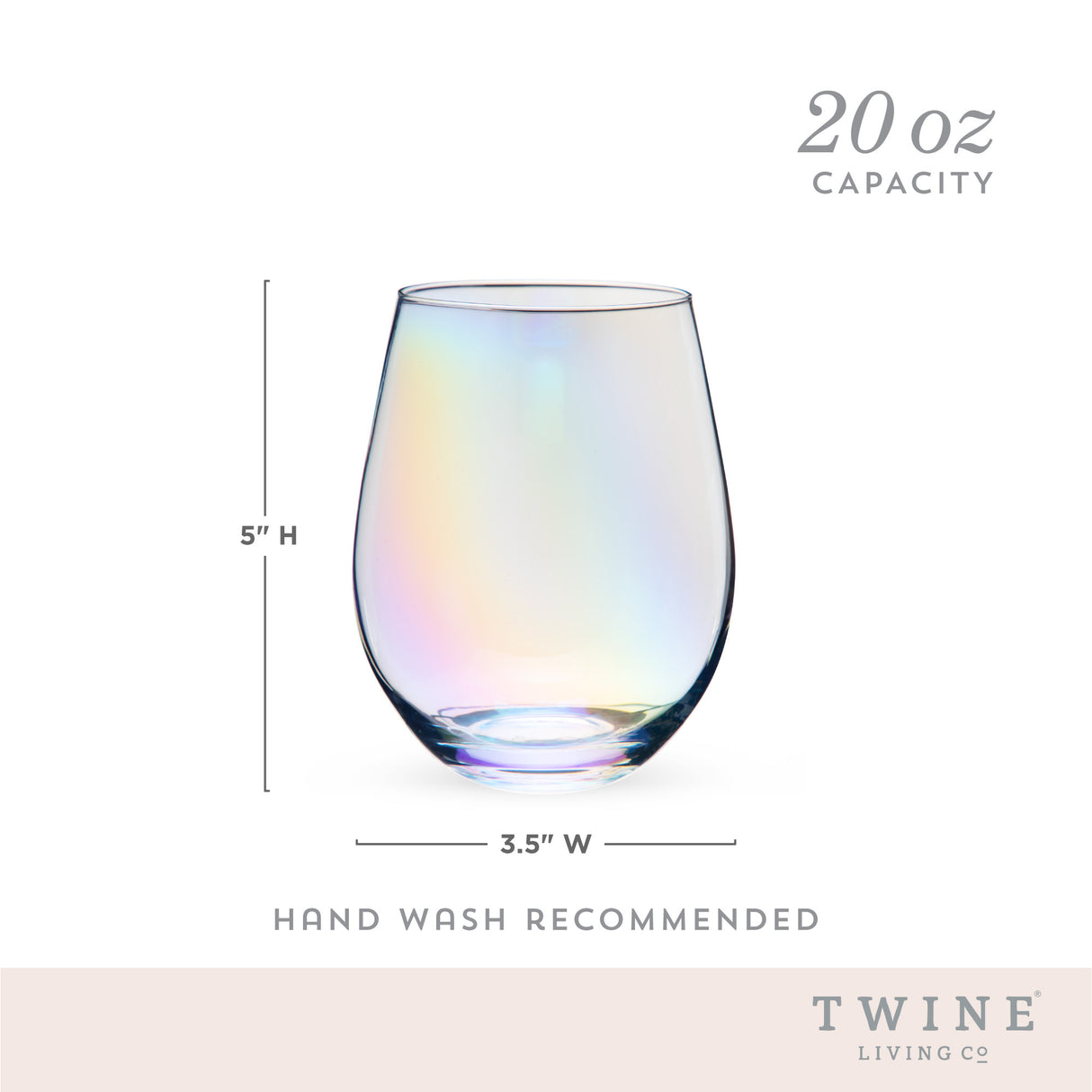 Luster stemless wine glass set by twine