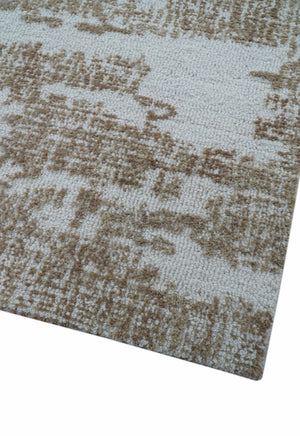 Ella Custom Made Abstract Brown And Ivory Hand Tufted wool rug