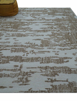 Ella Custom Made Abstract Brown And Ivory Hand Tufted wool rug