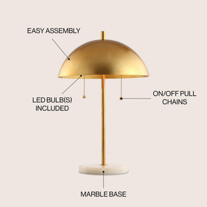 Ella dome metal with marble base led table lamp - Tuesday Morning - Table Lamps