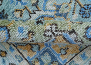 Ellie Blue And Beige Turkish Design Hand Knotted Wool Rug