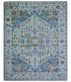 Ellie Hand Knotted Light Green And Ivory Turkish Design Wool Rug