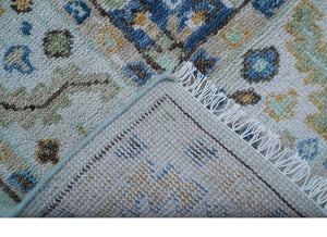 Ellie Hand Knotted Light Green And Ivory Turkish Design Wool Rug