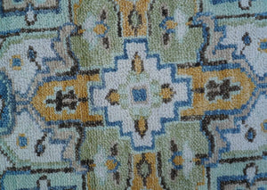 Ellie Hand Knotted Light Green And Ivory Turkish Design Wool Rug