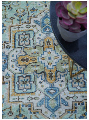 Ellie Hand Knotted Light Green And Ivory Turkish Design Wool Rug