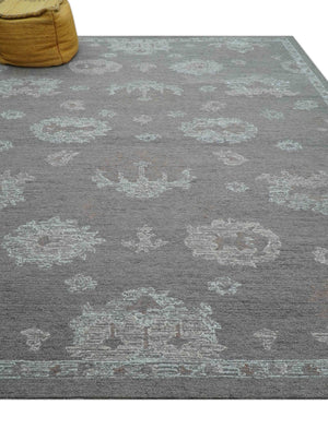 Elvin Custom Made Traditional Oushak Gray Hand Tufted wool rug