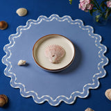 ELYSIAN LIGHT BLUE ROUND FAUX LEATHER PLACEMAT