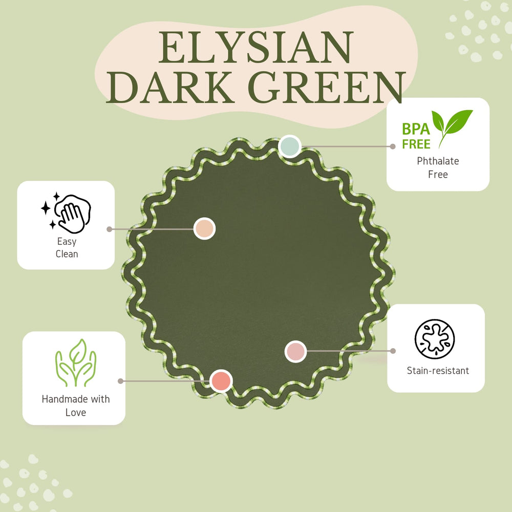 Elysian Dark Green Round Faux Leather Placemat