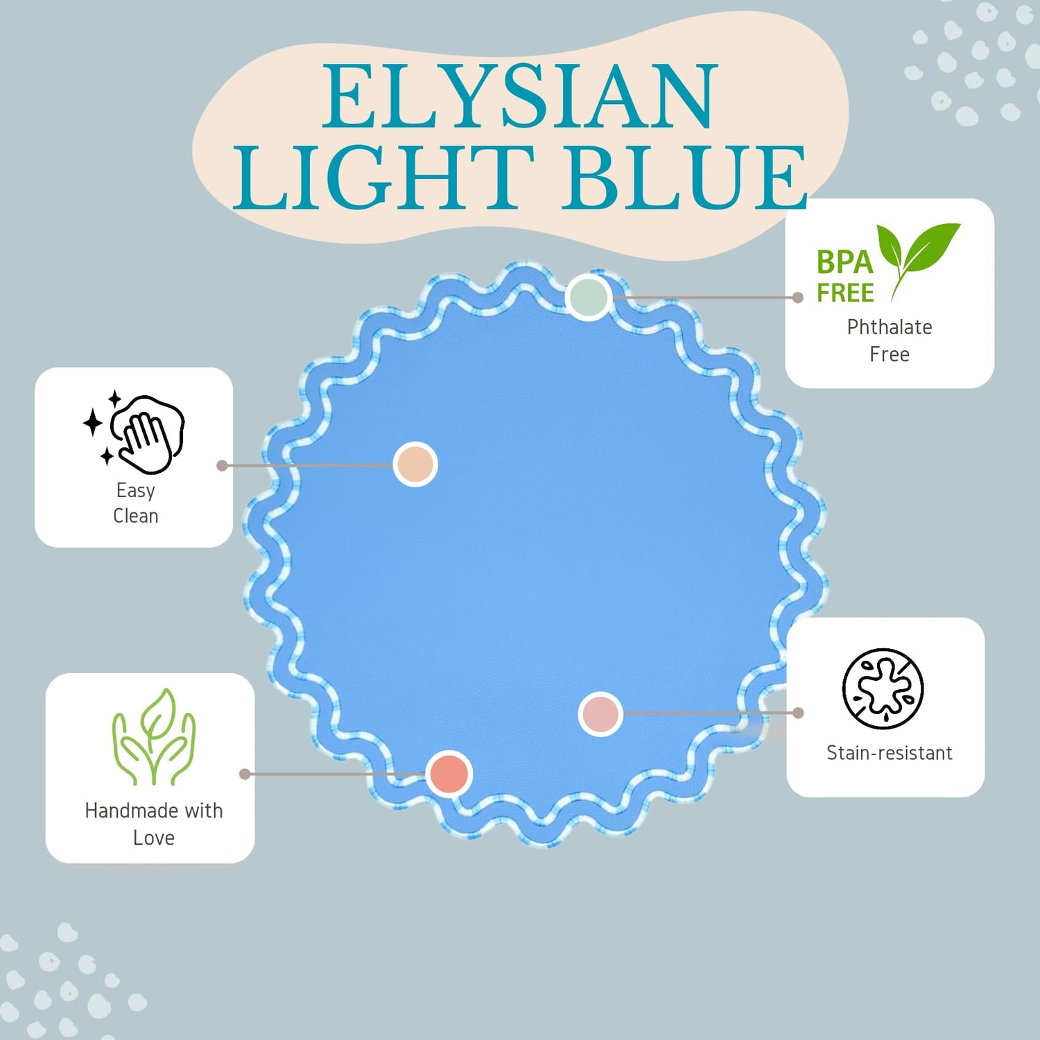 ELYSIAN LIGHT BLUE ROUND FAUX LEATHER PLACEMAT