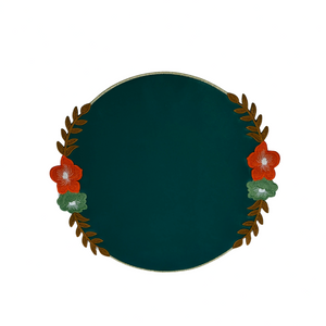 JASMINE DARK GREEN ROUND FAUX LEATHER PLACEMAT (Set Of 4)