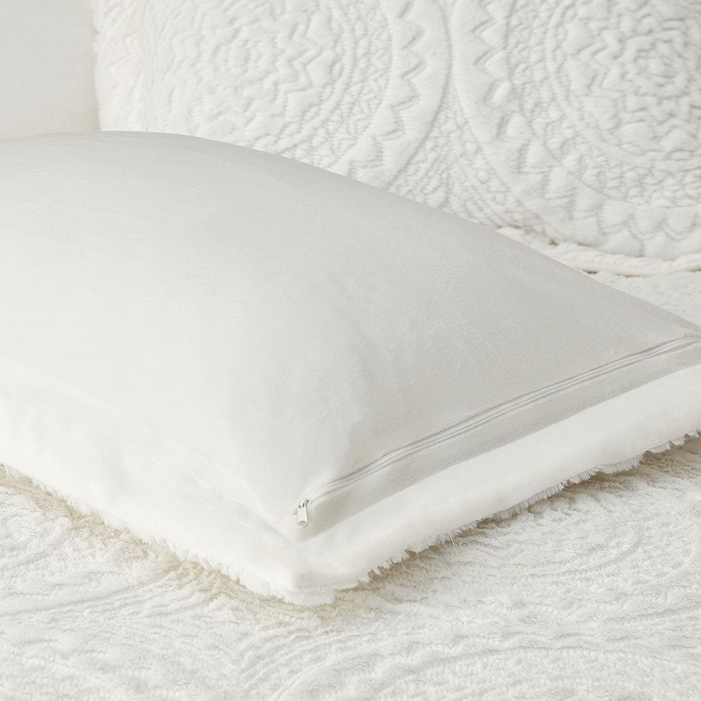 Embroidered medallion faux fur ultra plush comforter mini set - king - Tuesday Morning - Quilts & Comforters