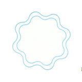 Haven White Wavy Edge Blue Trim Faux Leather Placemats