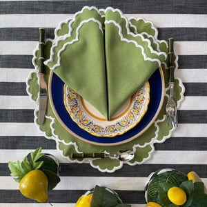 Cressida Green Round Fabric Placemat & Napkin Set