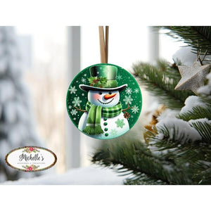 Emerald Green Snowman Round Sign - Wreath Enhancement