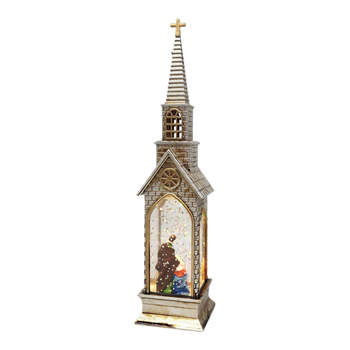 Lighted Church Waterglobe -  Holy Family